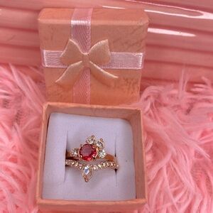 🌹 Rose Gold Toned Set of CZ Rings 🌹 Pink Round Stone 7